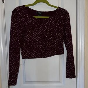 Brandy Melville Maroon Floral Crop Top